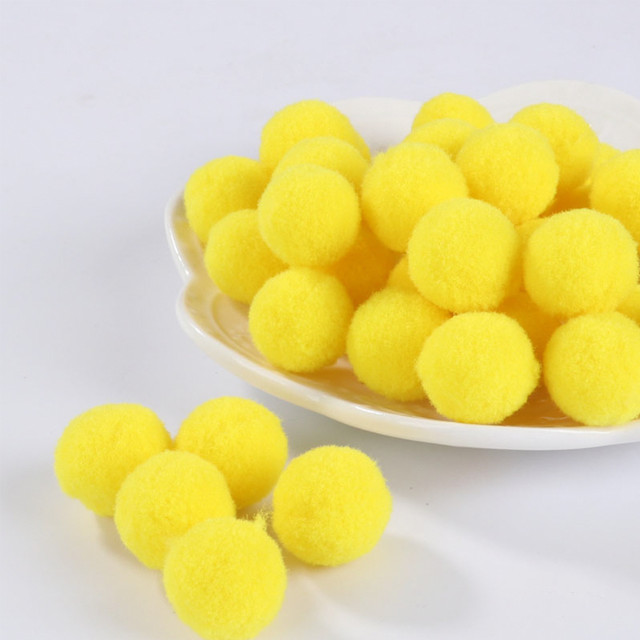 100pcs Approx 25mm C5 Yellow Pompom Fur Craft DIY Soft Pom Poms Balls  Wedding/Home Decoration